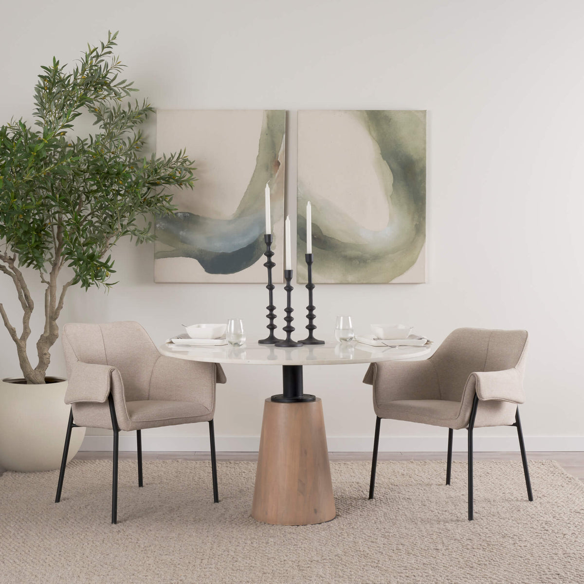 MERCANA MAXWELL 48" MARBLE TOP DINING TABLE 69366-AB