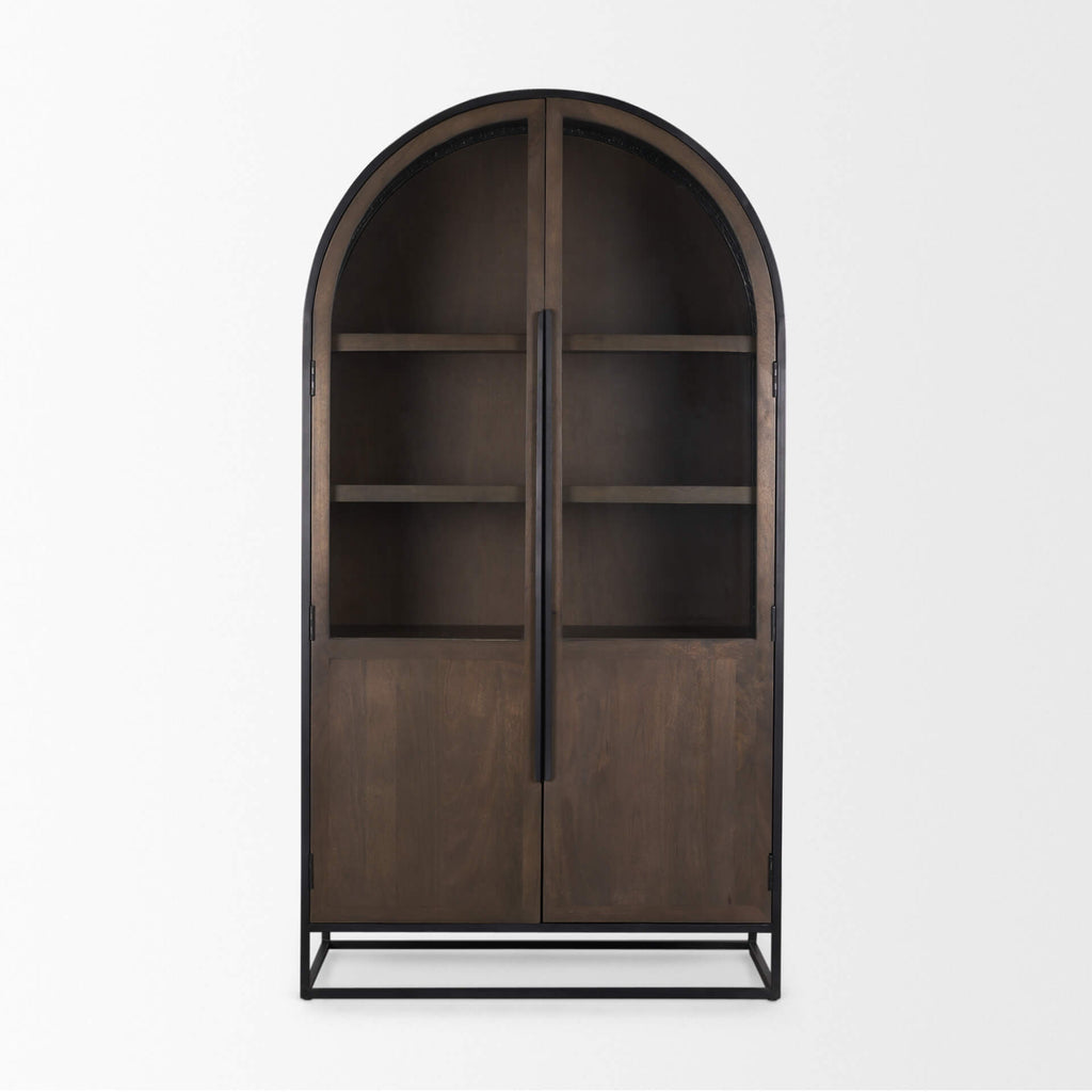 MERCANA SLOAN DARK BROWN WOOD CURIO CABINET 70828