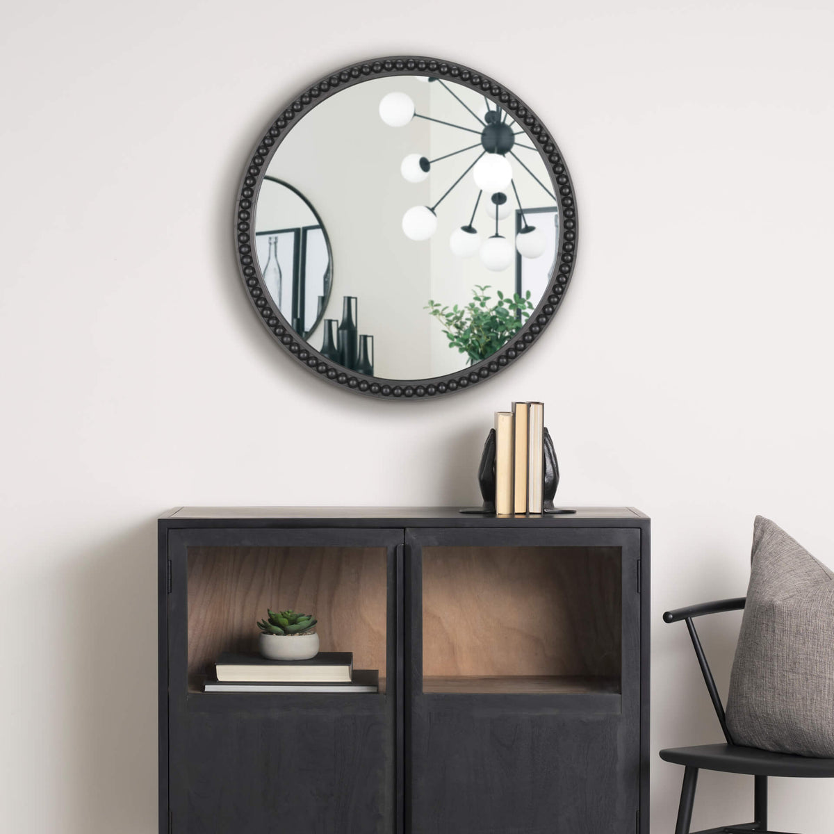MERCANA ROAN BLACK WOOD BEADED MIRROR 70606