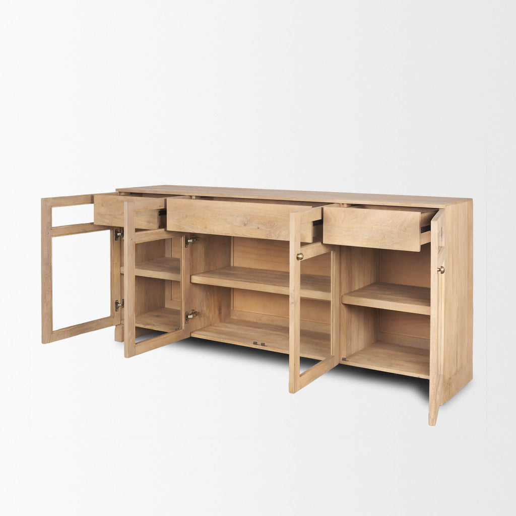 MERCANA SURI LIGHT BROWN WITH GLASS DOORS SIDEBOARD 70826