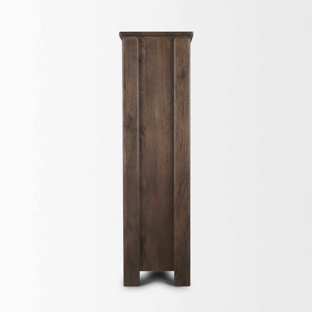 MERCANA WALLEN DARK BROWN WOOD CURIO CABINET 71008
