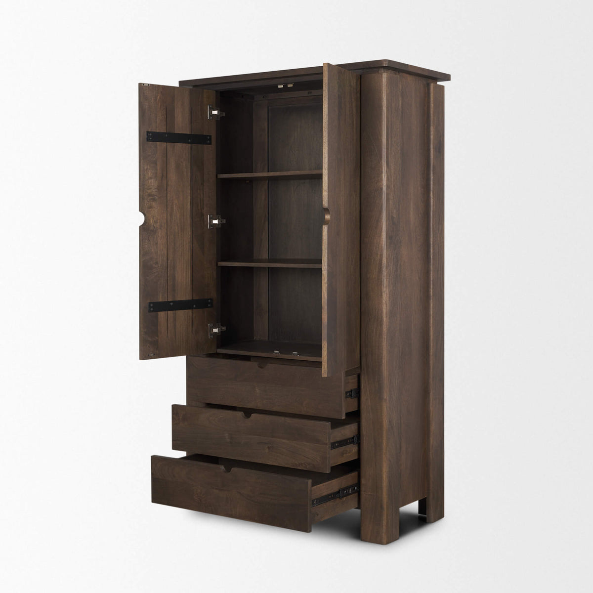 MERCANA WALLEN DARK BROWN WOOD CURIO CABINET 71008