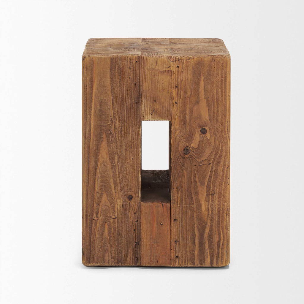 MERCANA WAYLEN WOOD BLOCK ACCENT STOOL 71020