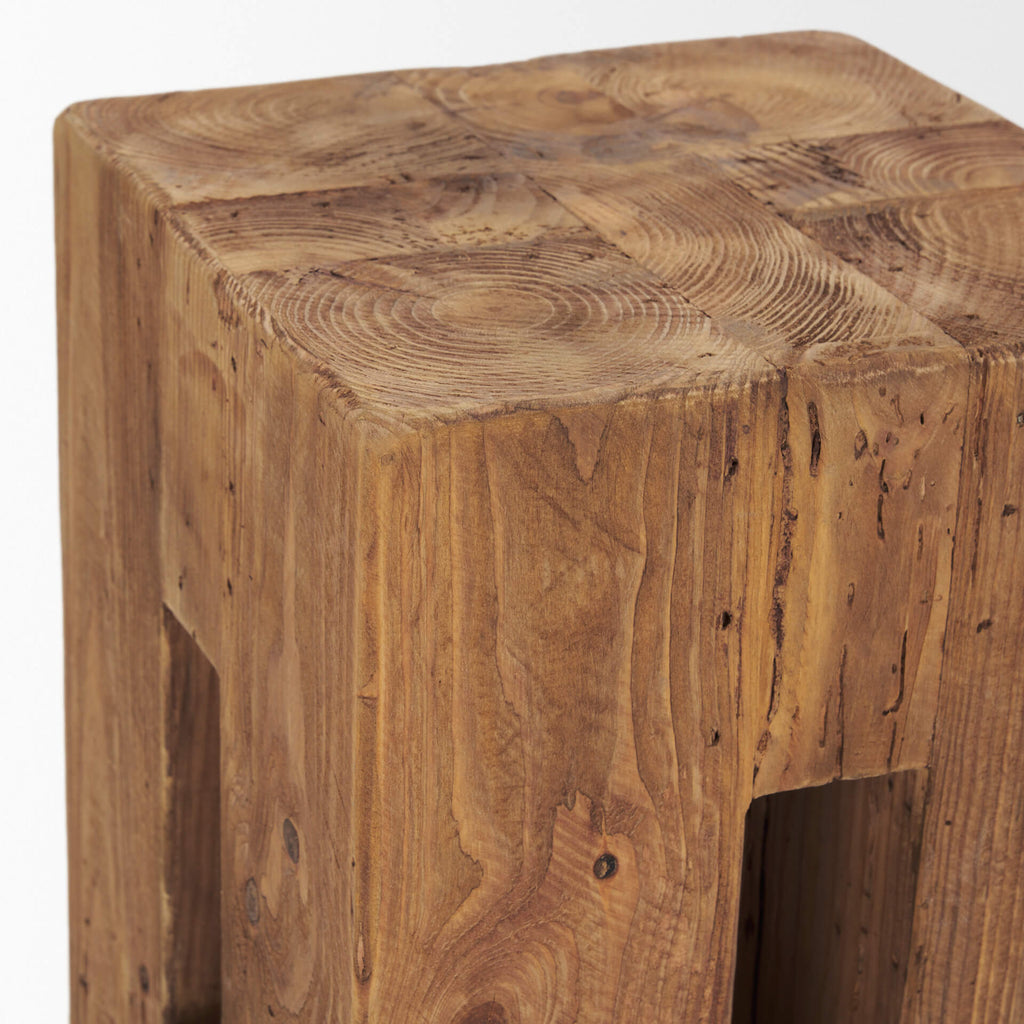 MERCANA WAYLEN WOOD BLOCK ACCENT STOOL 71020