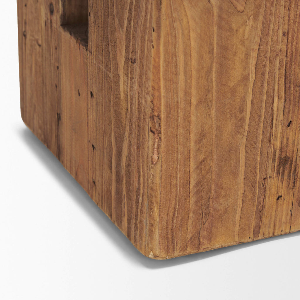 MERCANA WAYLEN WOOD BLOCK ACCENT STOOL 71020