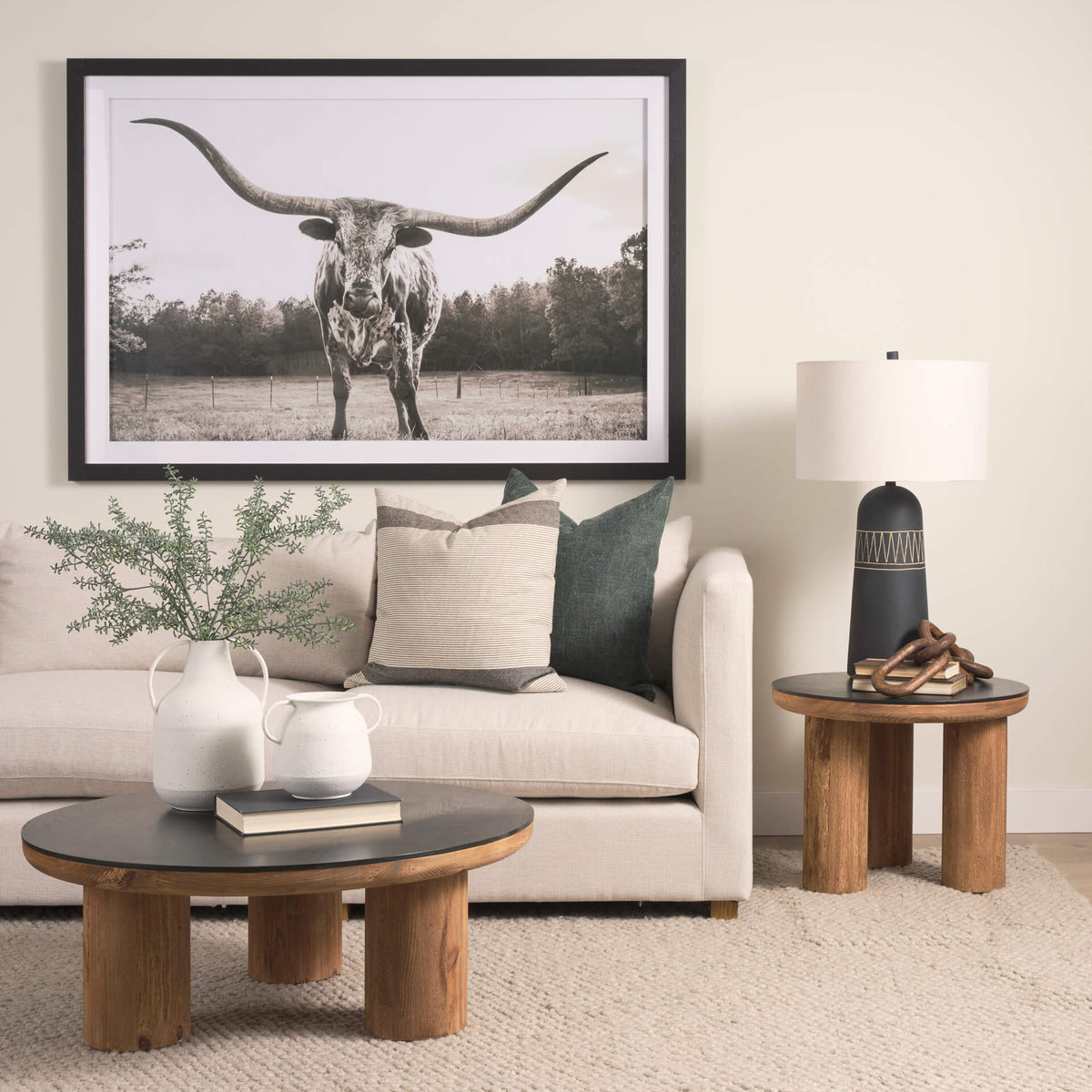 MERCANA TUCSON ROUND BLACK TOP SIDE TABLE  70889-AB