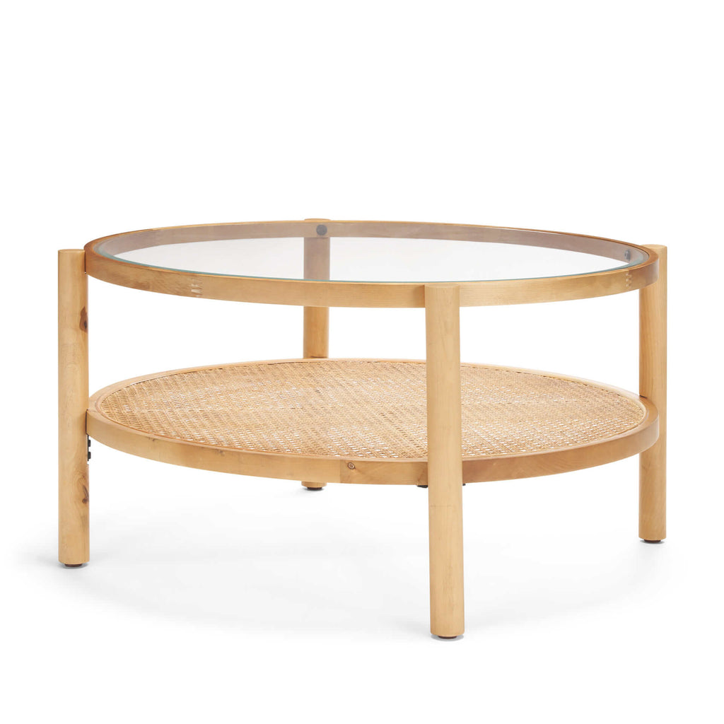 MERCANA WESLYN WOOD GLASS TOP COFFEE TABLE 71045