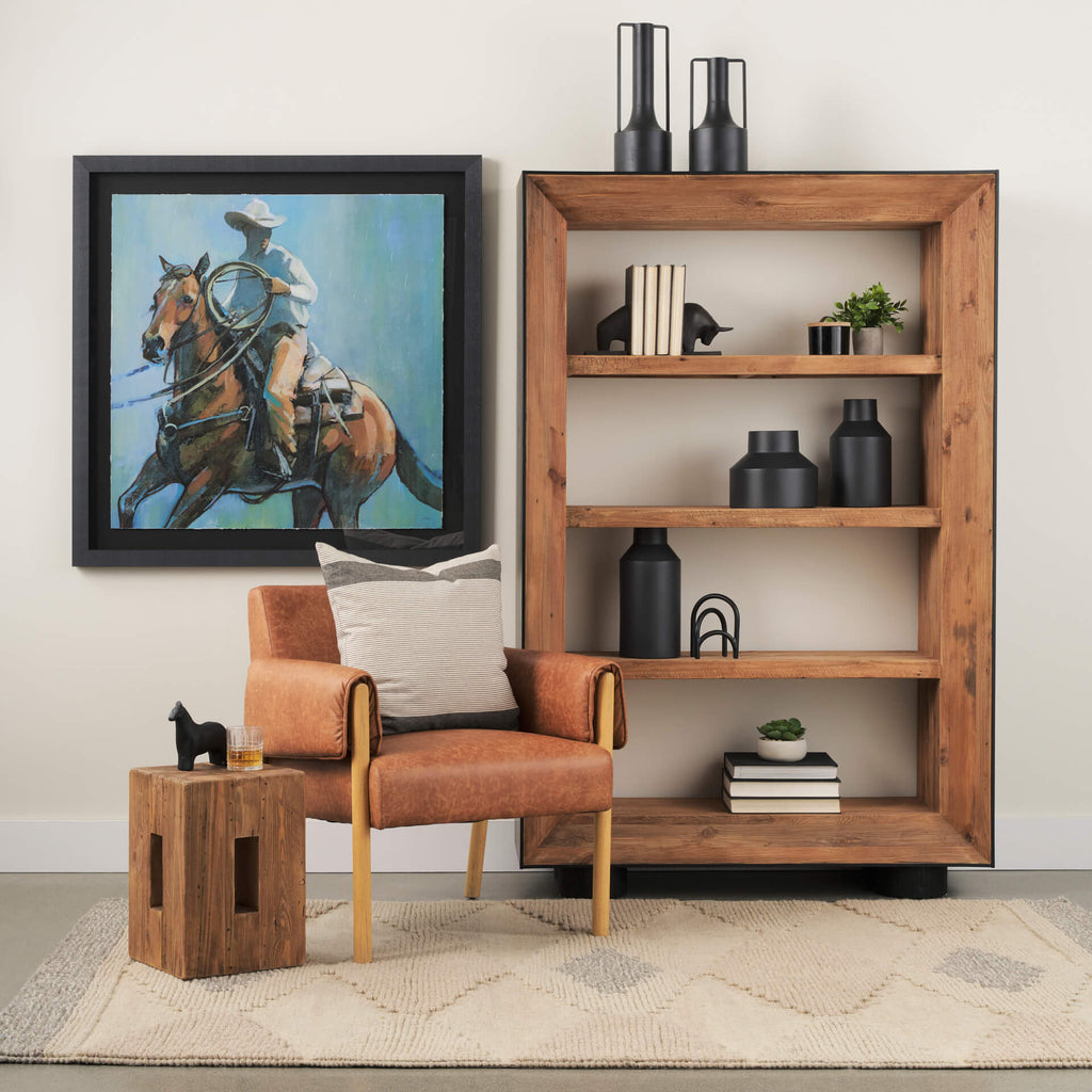 MERCANA TABOR BLACK OAK FRAME BOOKCASE 70895