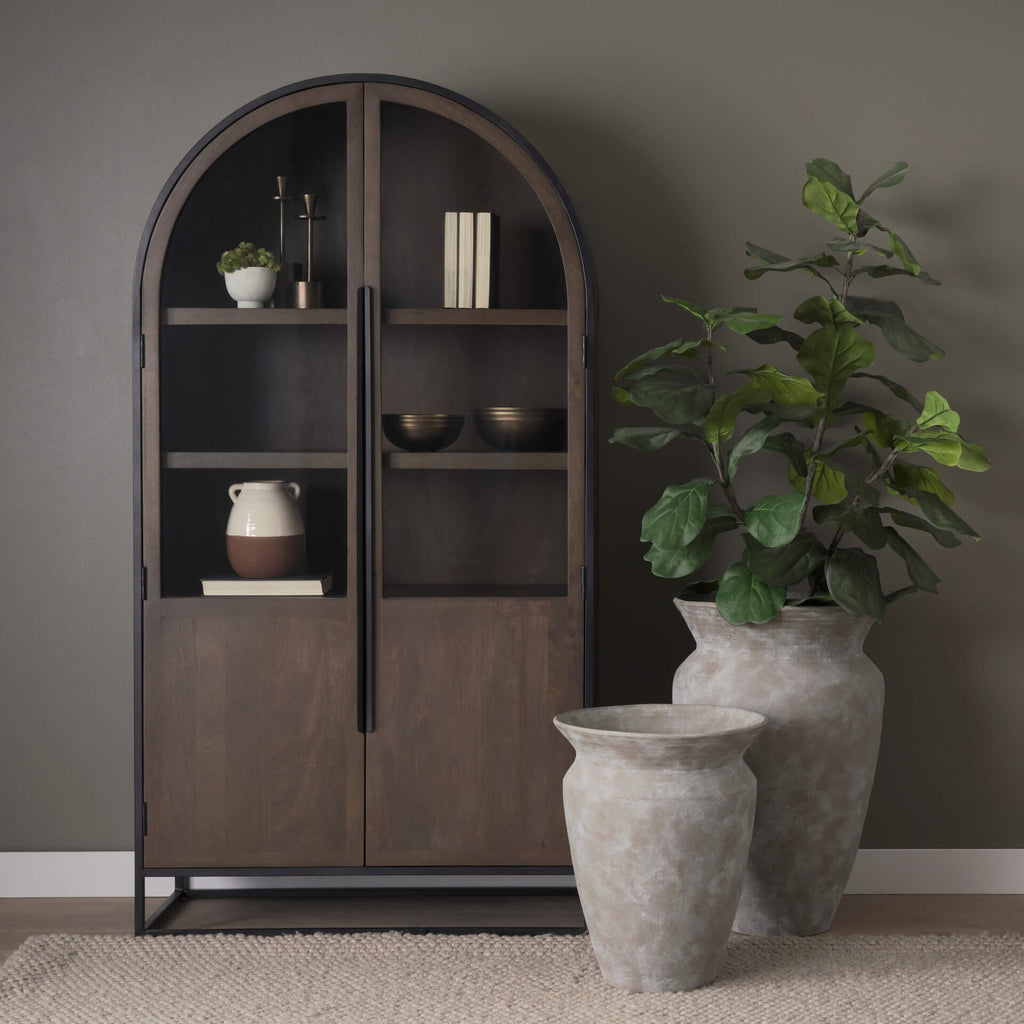 MERCANA SLOAN DARK BROWN WOOD CURIO CABINET 70828