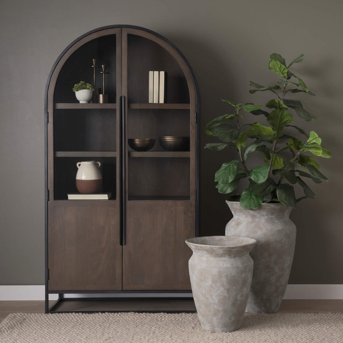 MERCANA SLOAN DARK BROWN WOOD CURIO CABINET 70828