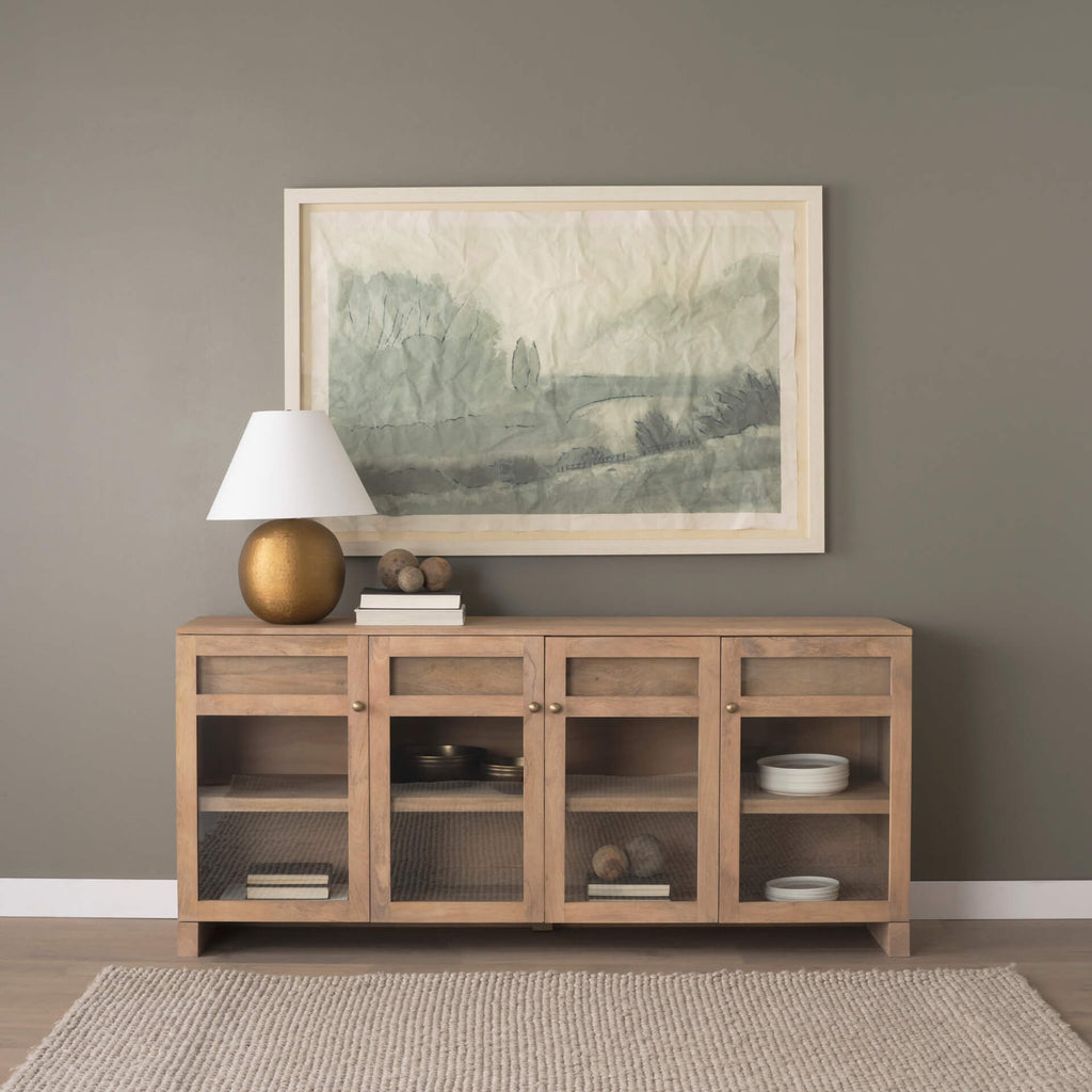 MERCANA SURI LIGHT BROWN WITH GLASS DOORS SIDEBOARD 70826