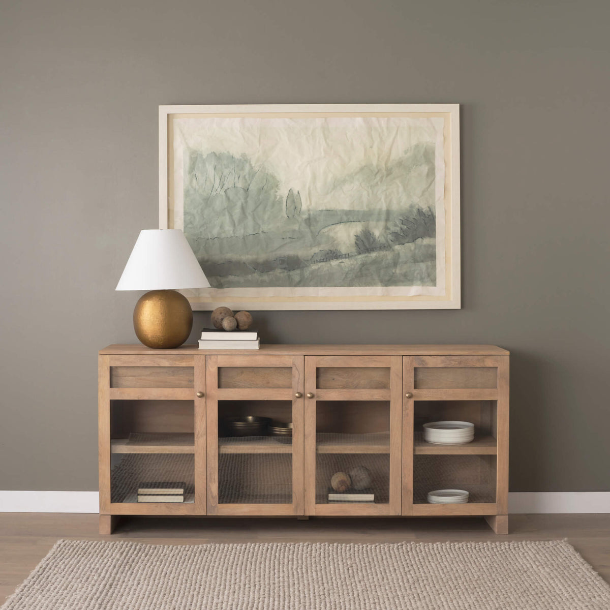 MERCANA SURI LIGHT BROWN WITH GLASS DOORS SIDEBOARD 70826