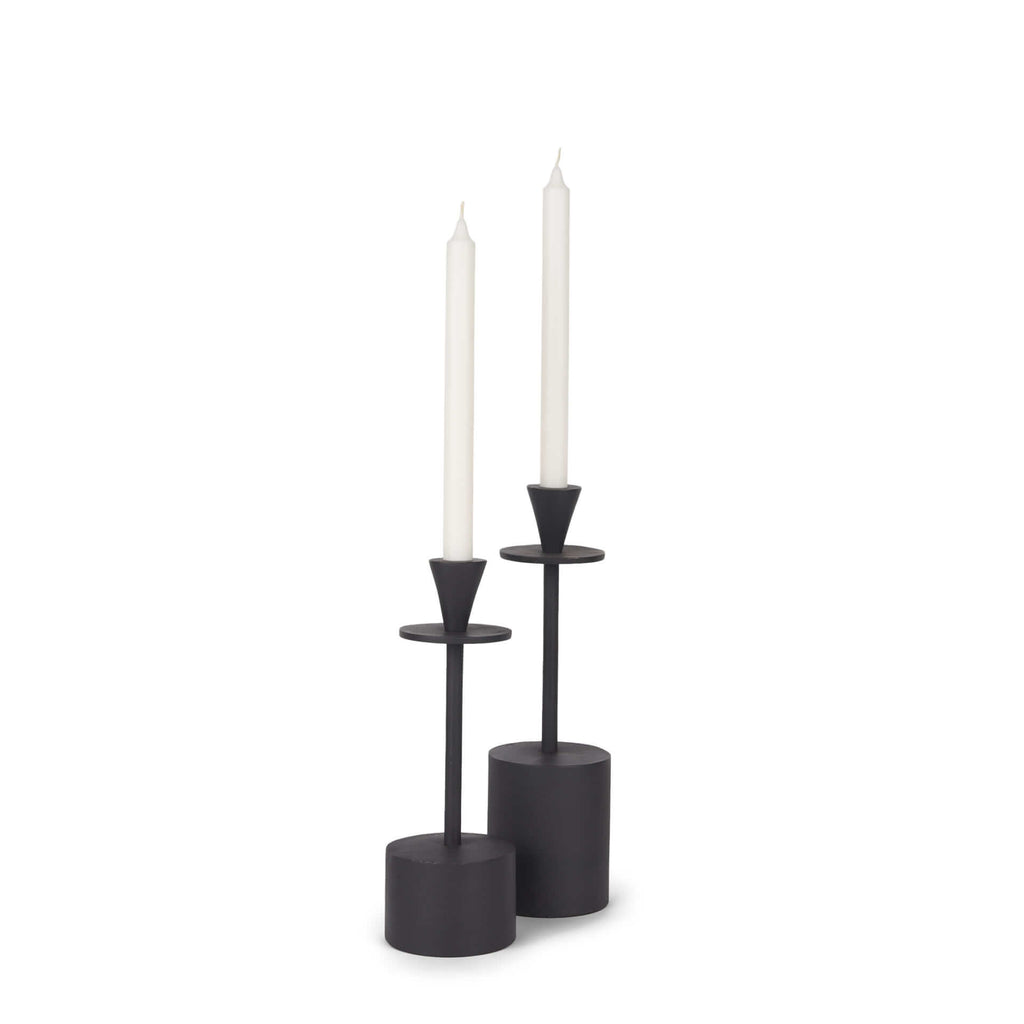 MERCANA PETRIA MATTE BLACK TAPER CANDLE HOLDERS 70650