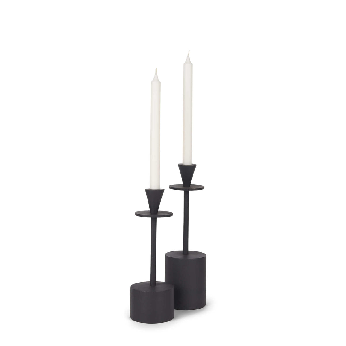 MERCANA PETRIA MATTE BLACK TAPER CANDLE HOLDERS 70650
