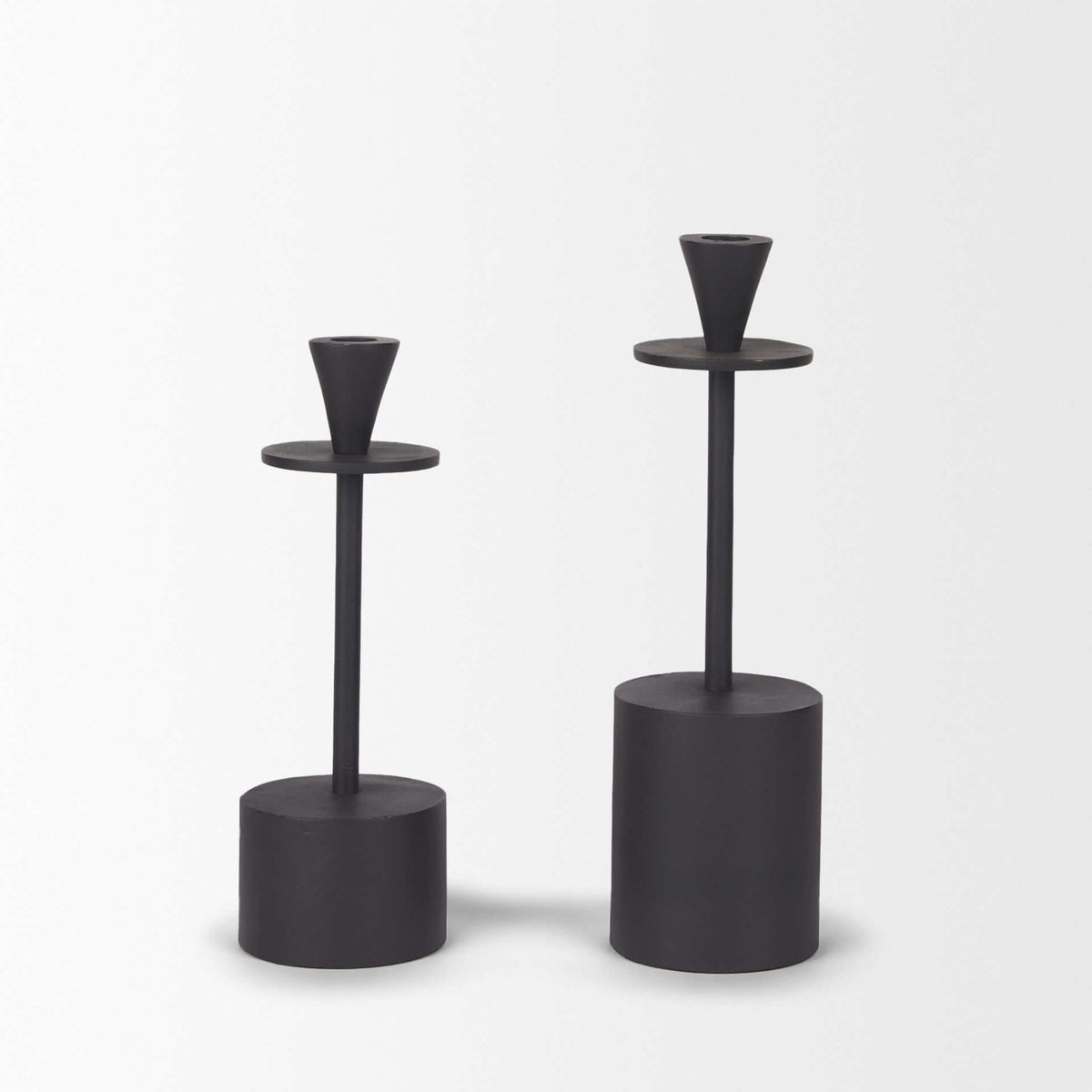 MERCANA PETRIA MATTE BLACK TAPER CANDLE HOLDERS 70650