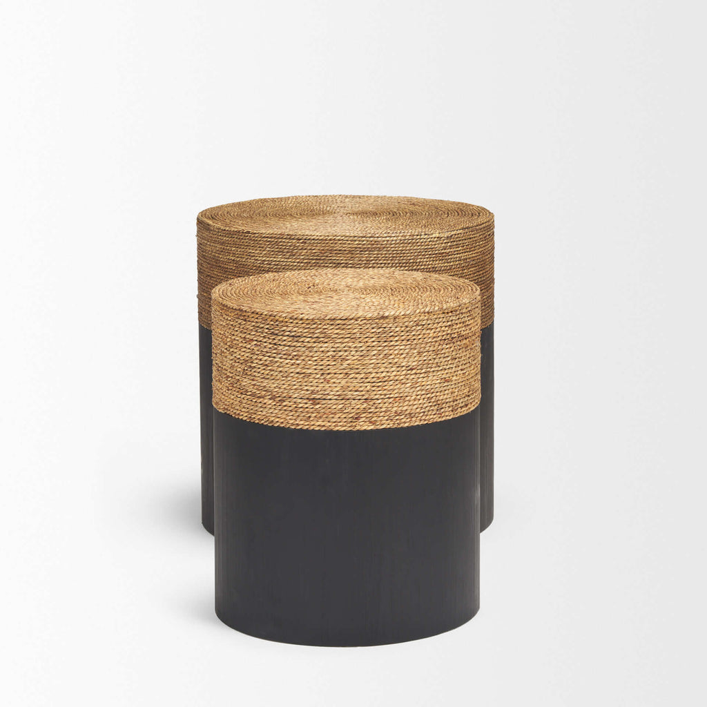 MERCANA WENOPA BLACK WITH JUTE ACCENT TABLES 71048