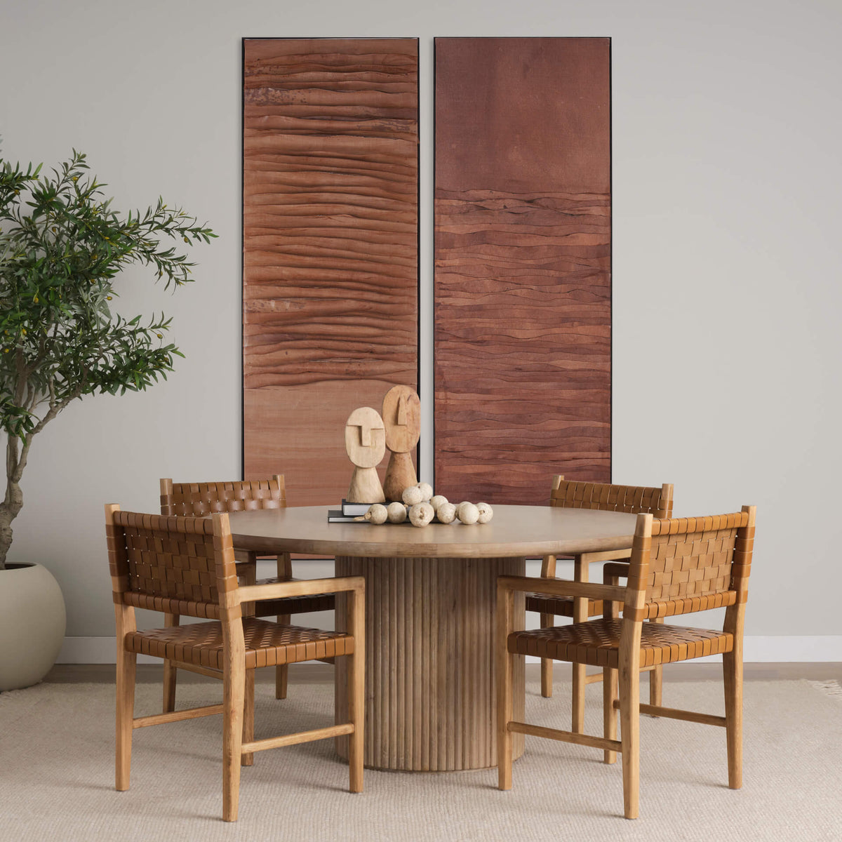 MERCANA TERRA LIGHT BROWN FLUTER DINING TABLE  69874-AB