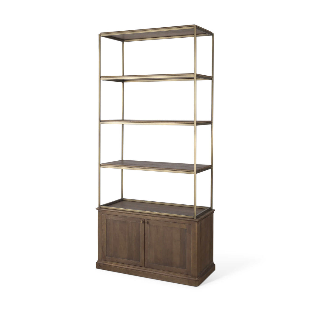 MERCANA BRAXTON ANTIQUED AGE BRASS SHELVING UNIT 71118-AB