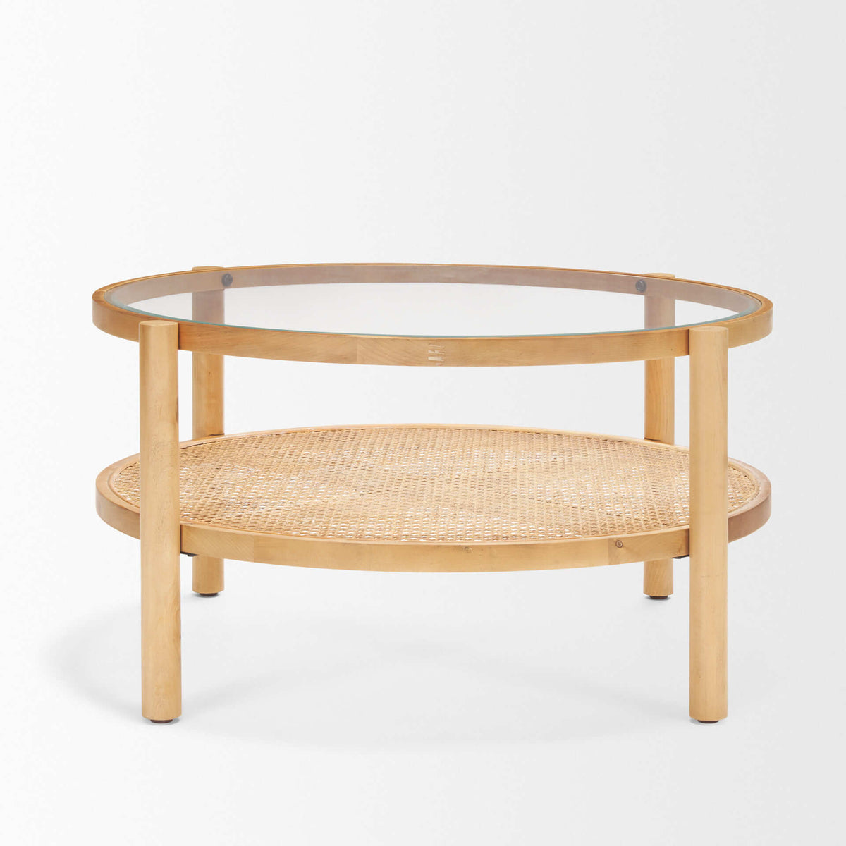 MERCANA WESLYN WOOD GLASS TOP COFFEE TABLE 71045