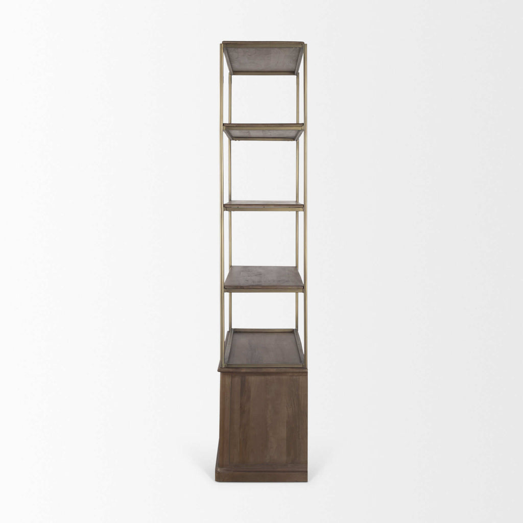 MERCANA BRAXTON ANTIQUED AGE BRASS SHELVING UNIT 71118-AB
