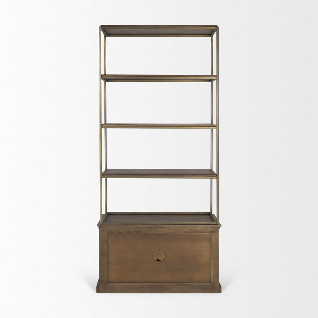 MERCANA BRAXTON ANTIQUED AGE BRASS SHELVING UNIT 71118-AB