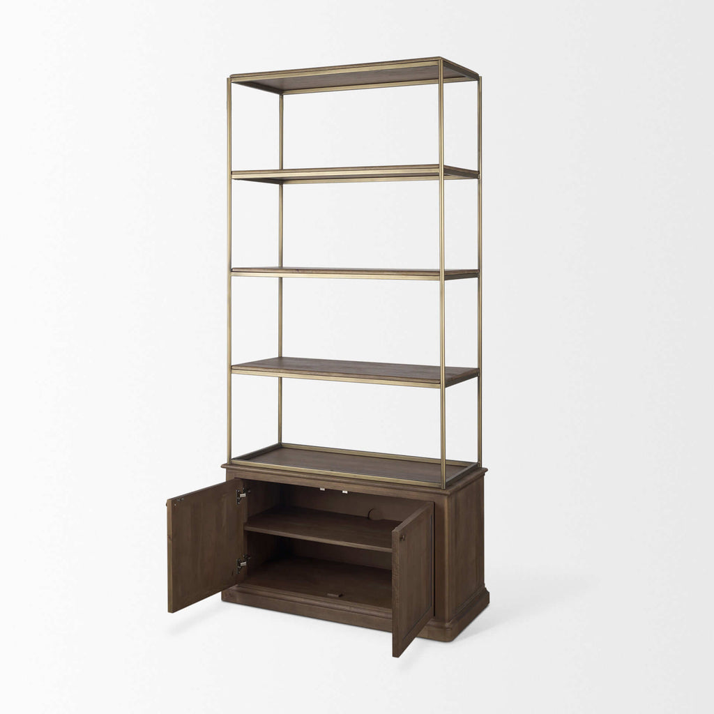 MERCANA BRAXTON ANTIQUED AGE BRASS SHELVING UNIT 71118-AB