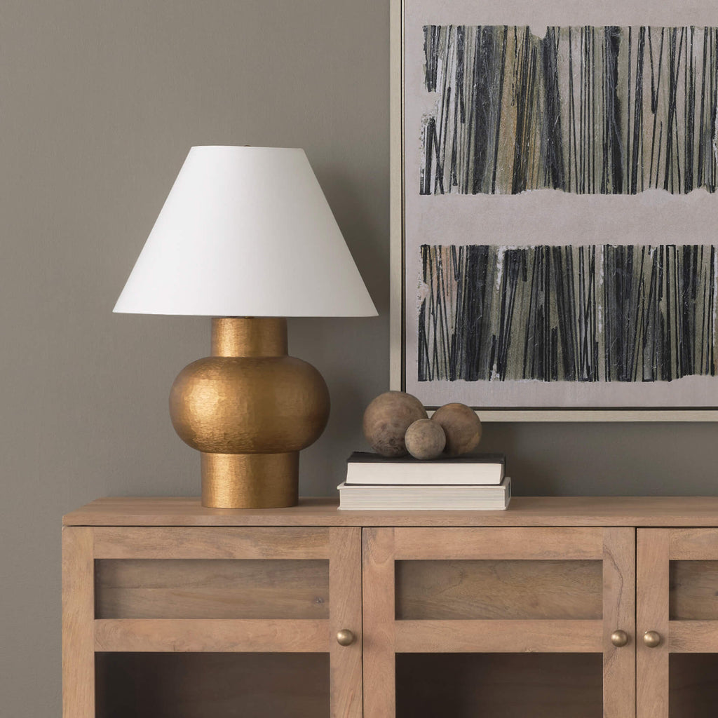 MERCANA SALAAH ANTIQUED GOLD BRUSHED METAL TABLE LAMP 70747