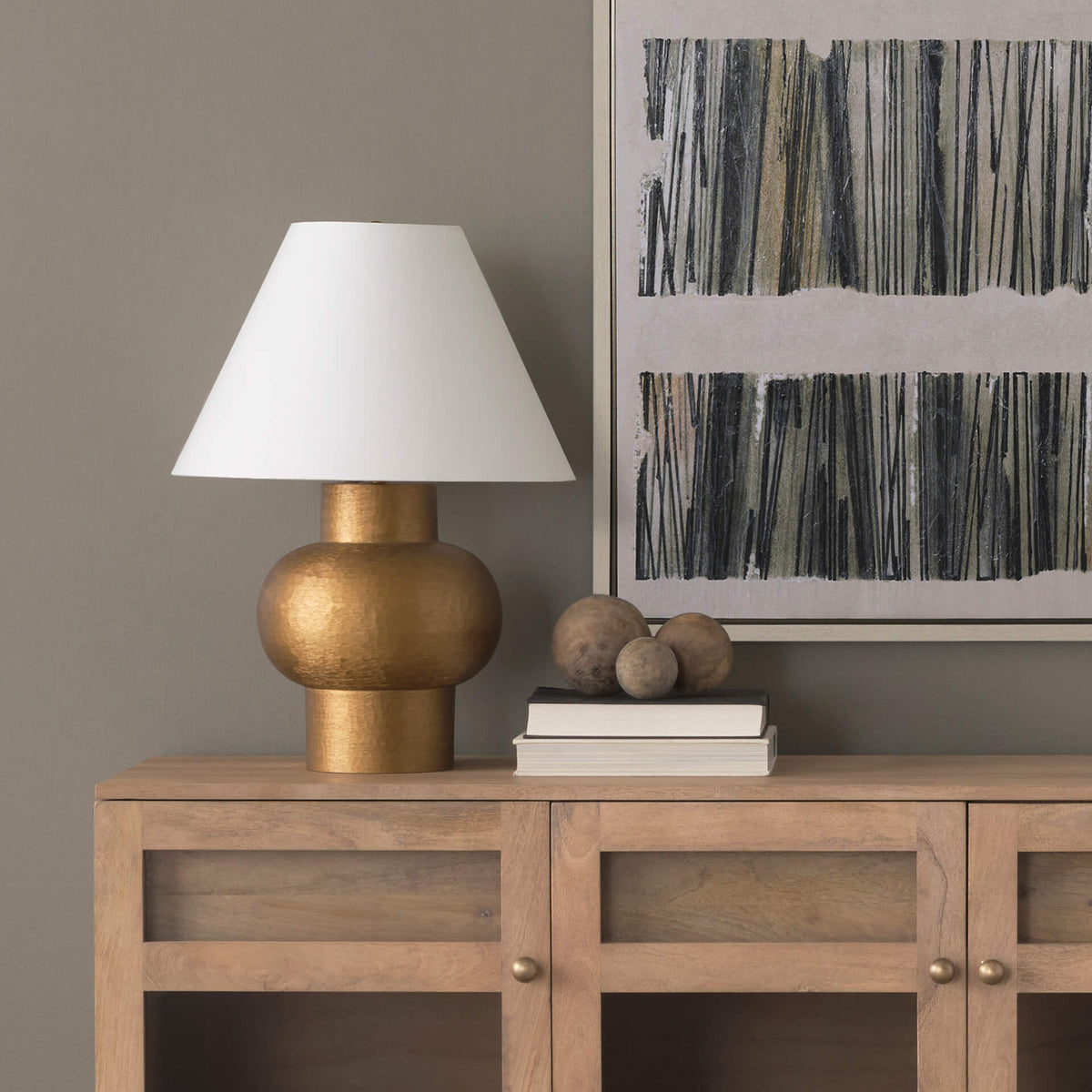 MERCANA SALAAH ANTIQUED GOLD BRUSHED METAL TABLE LAMP 70747