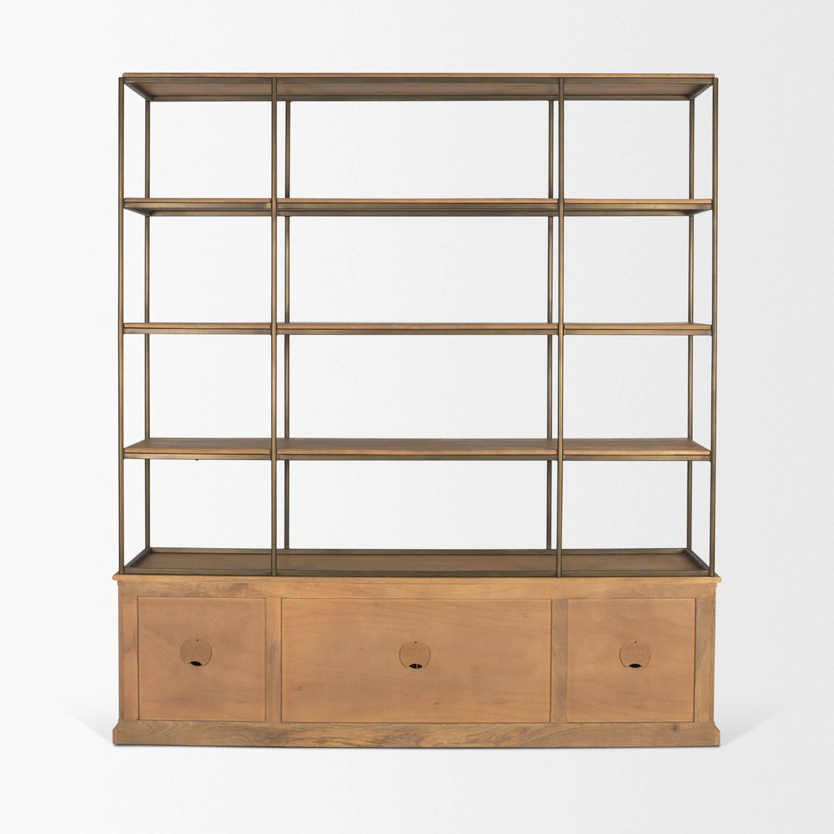MERCANA BRAXTON ANTIQUED AGE BRASS SHELVING UNIT 71115-AB