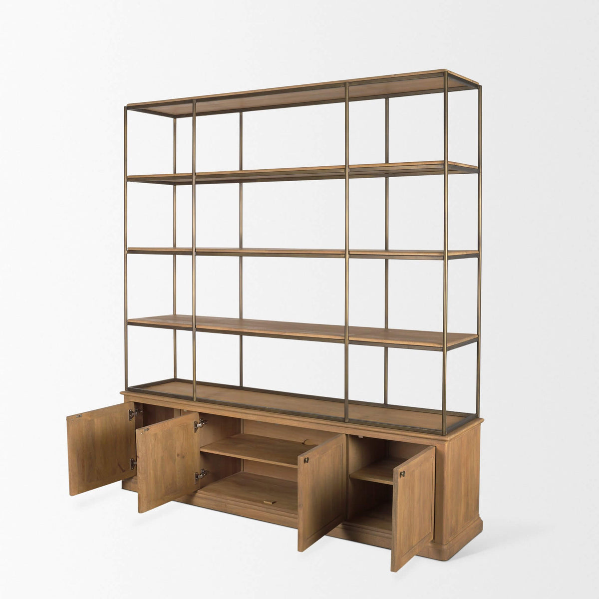MERCANA BRAXTON ANTIQUED AGE BRASS SHELVING UNIT 71115-AB