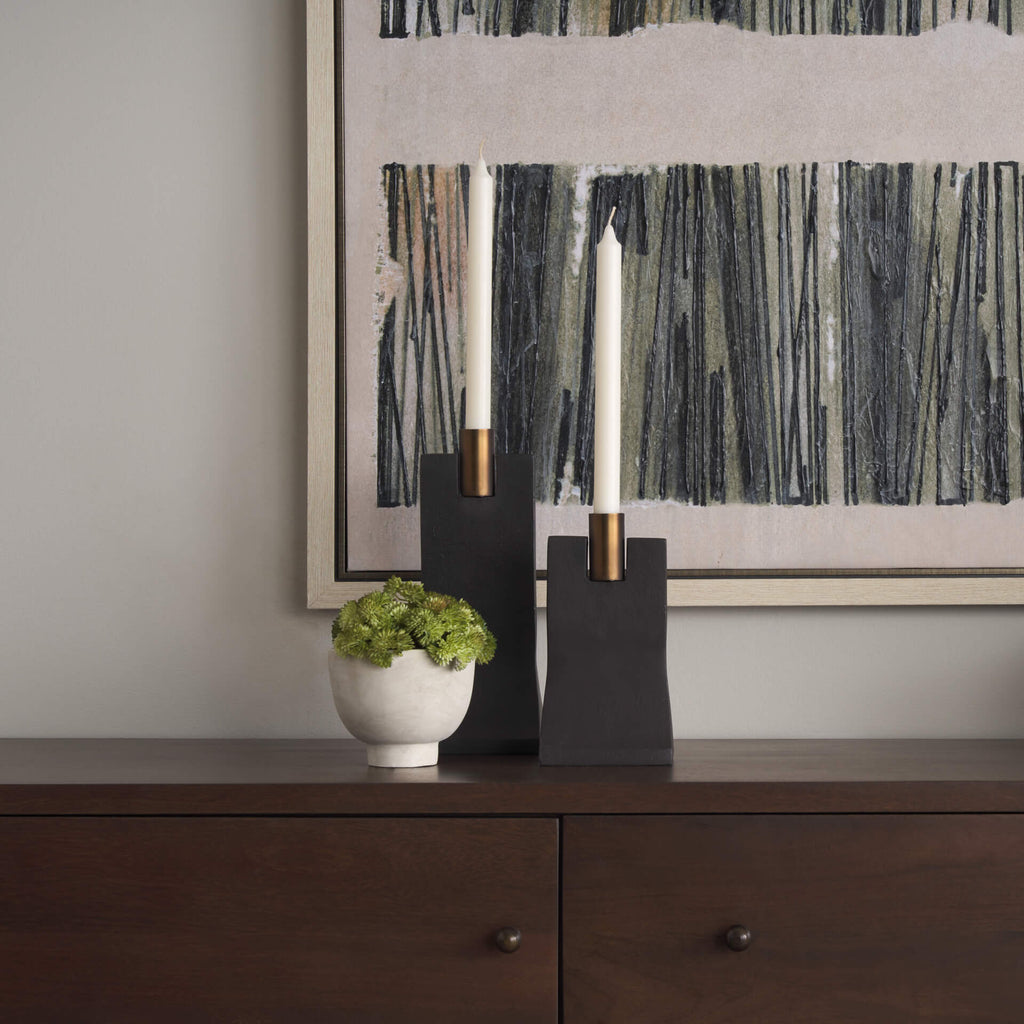 MERCANA POLLI MATTE BLACK TAPER CANDLEHOLDERS 70672