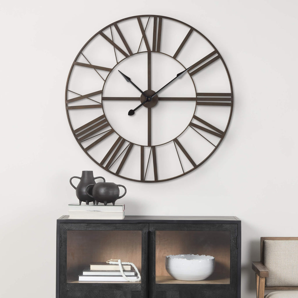 MERCANA PENDER 40" BLACK IRON WALL CLOCK 69652