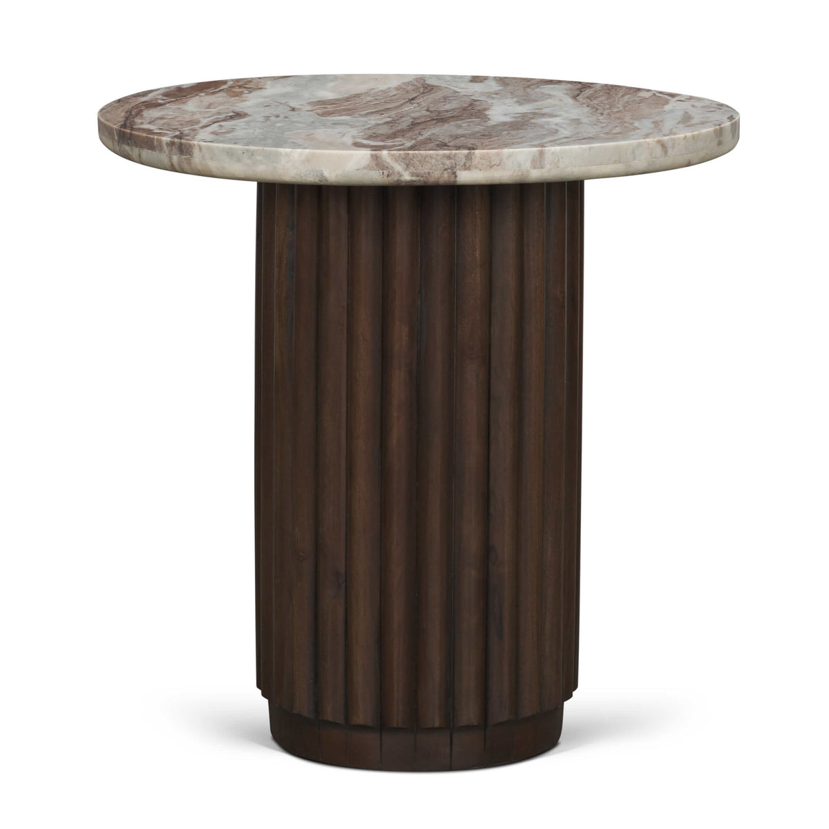 MERCANA MARBRELLO MARBLE FLUTED WOOD SIDE TABLE 71213-AB