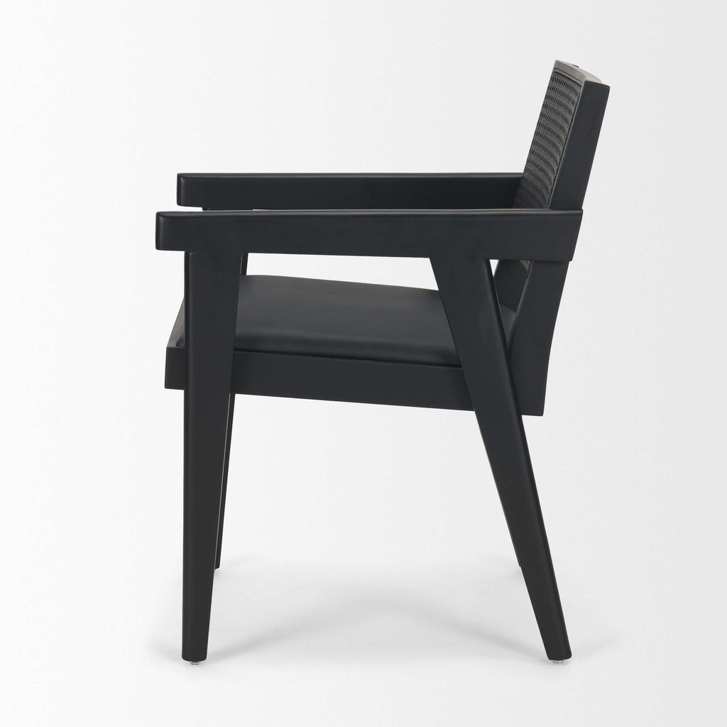 MERCANA REID BLACK CANE ARM DINING CHAIR 71244