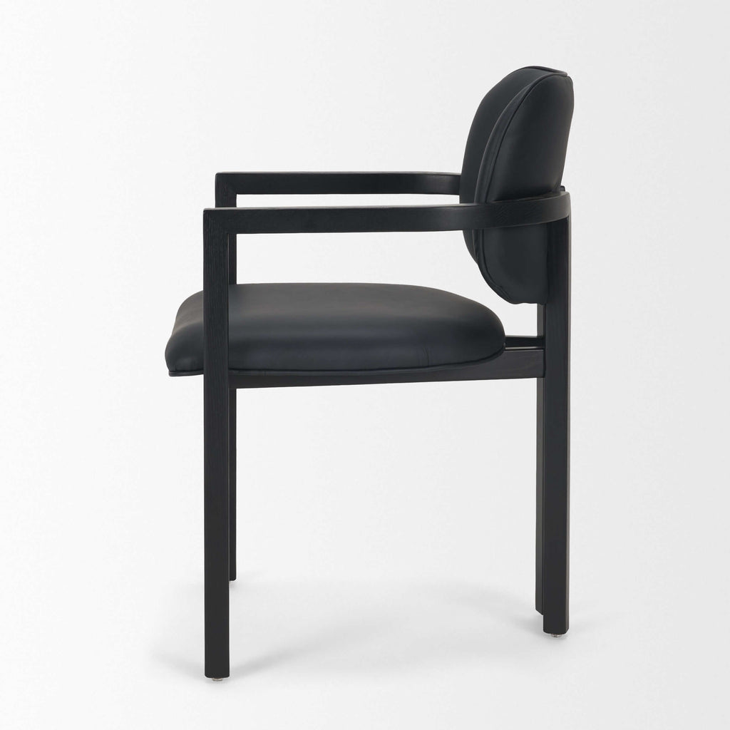 MERCANA CARLISLE BLACK LEATHER DINING ARMCHAIR 71257