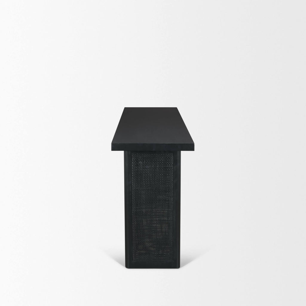 MERCANA GRIER 65" CANE CONSOLE TABLE BLACK 71142