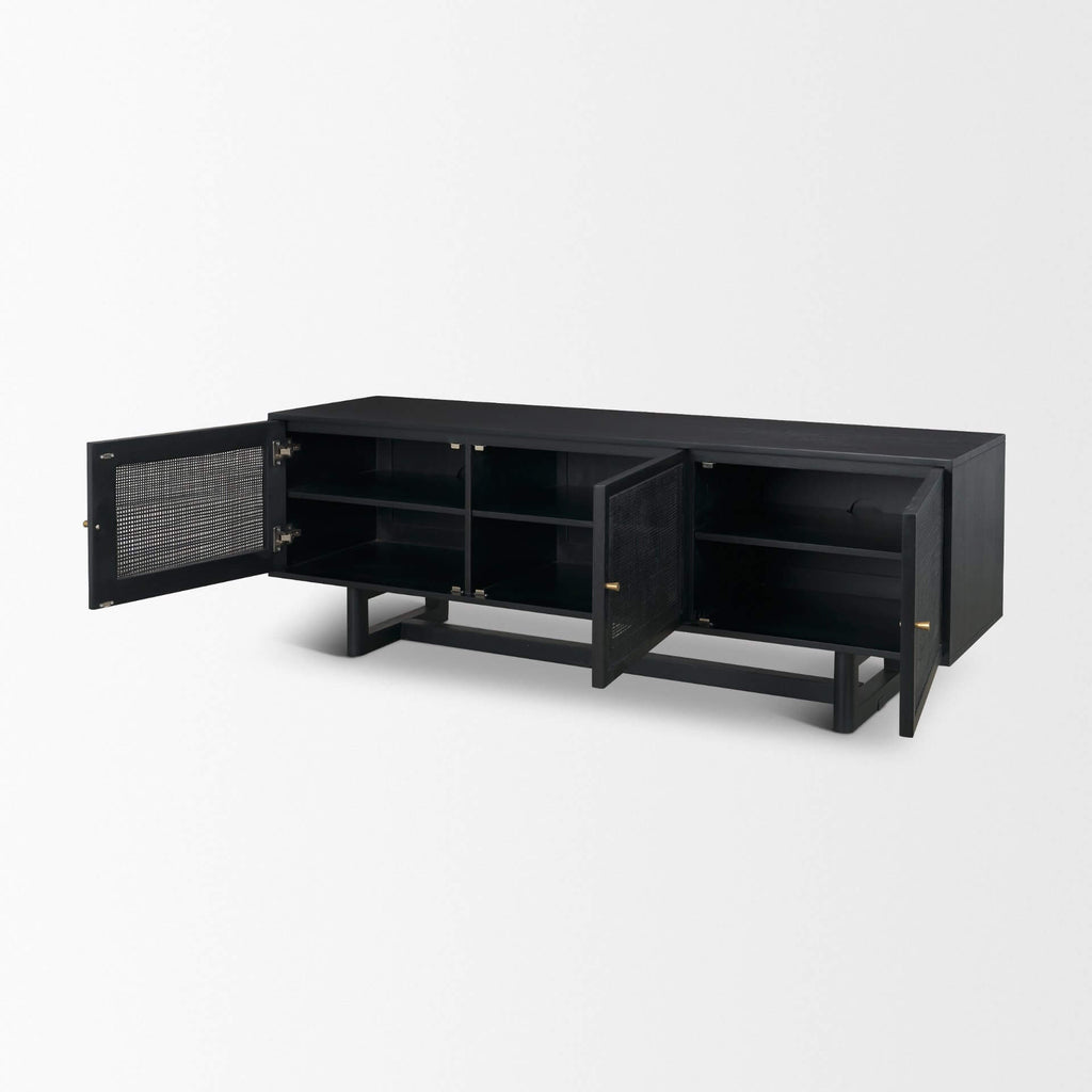 MERCANA GRIER 65" CANE MEDIA CONSOLE BLACK 71143