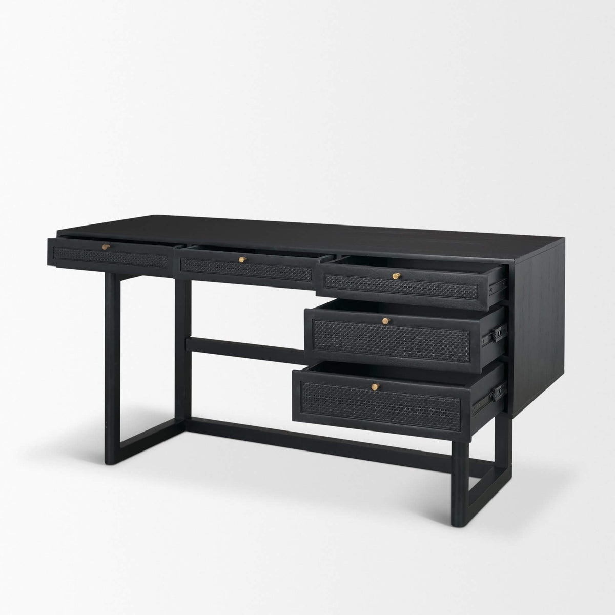 MERCANA GRIER 65" CANE OFFICE DESK BLACK 71145