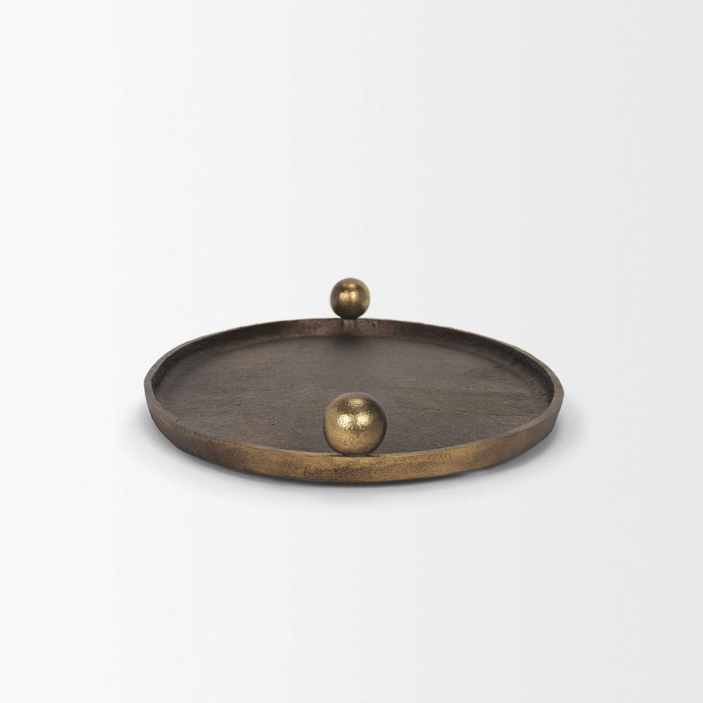 MERCANA JIANNA OVAL ANTIQUED GOLD METAL TRAY SMALL 71171