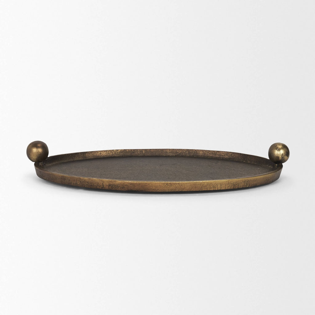 MERCANA JIANNA OVAL ANTIQUED GOLD METAL TRAY SMALL 71171
