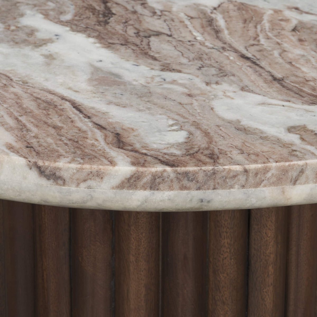 MERCANA MARBRELLO MARBLE FLUTED WOOD SIDE TABLE 71213-AB