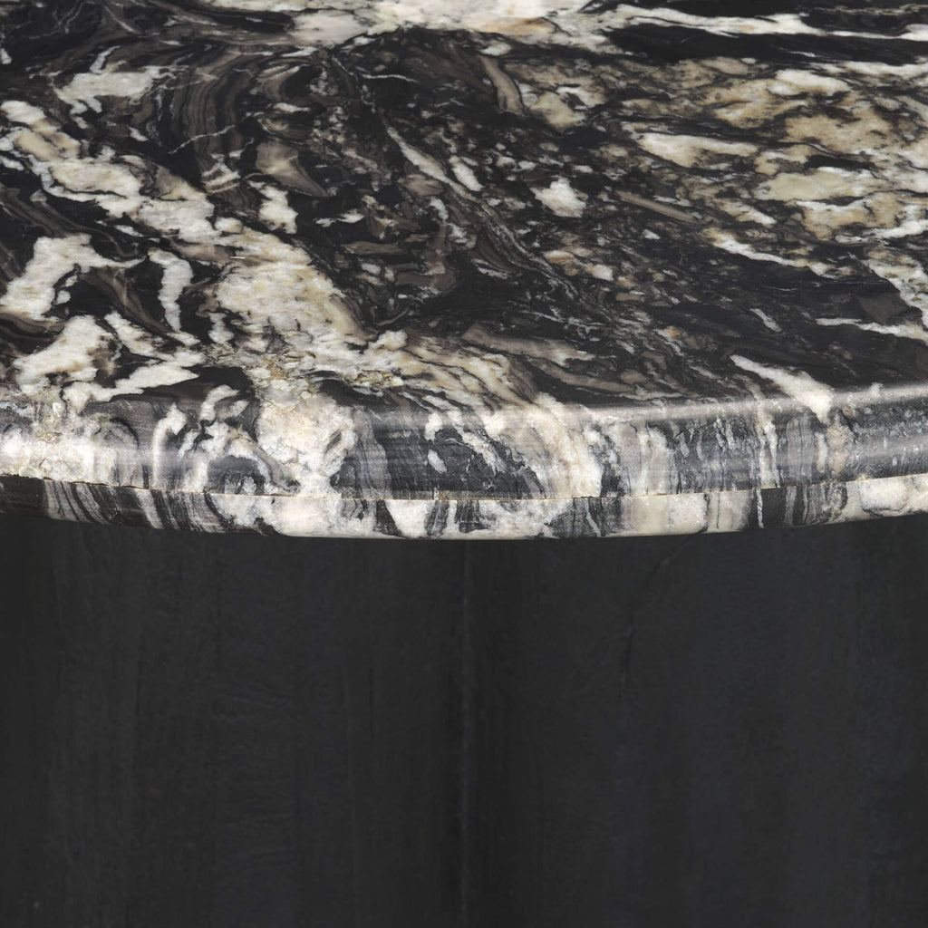 MERCANA MARILYN 48" MARBLE BLACK WOOD DINING TABLE 71221-AB