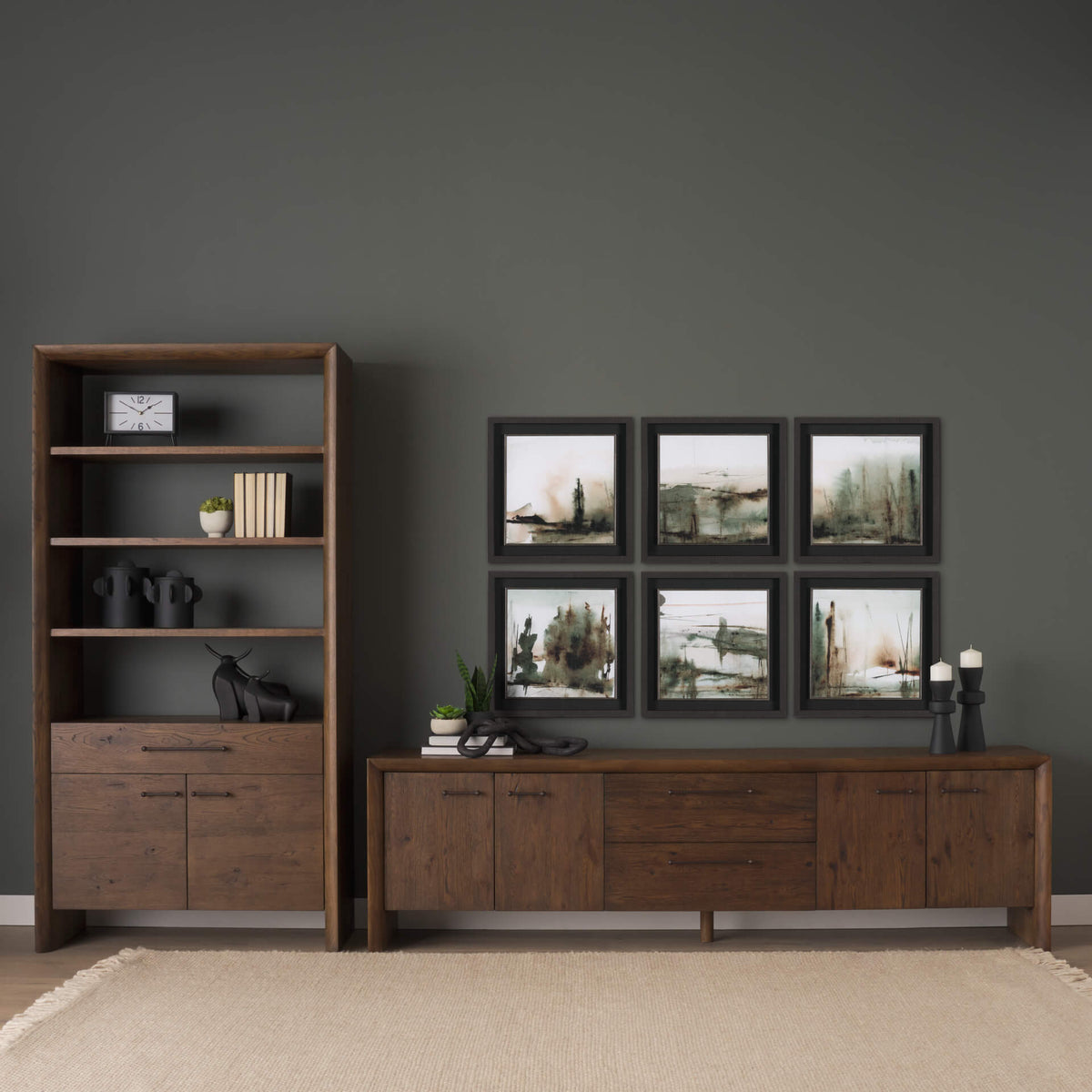 MERCANA BELFORD DARK BROWN OAK SHELVING UNIT  71231