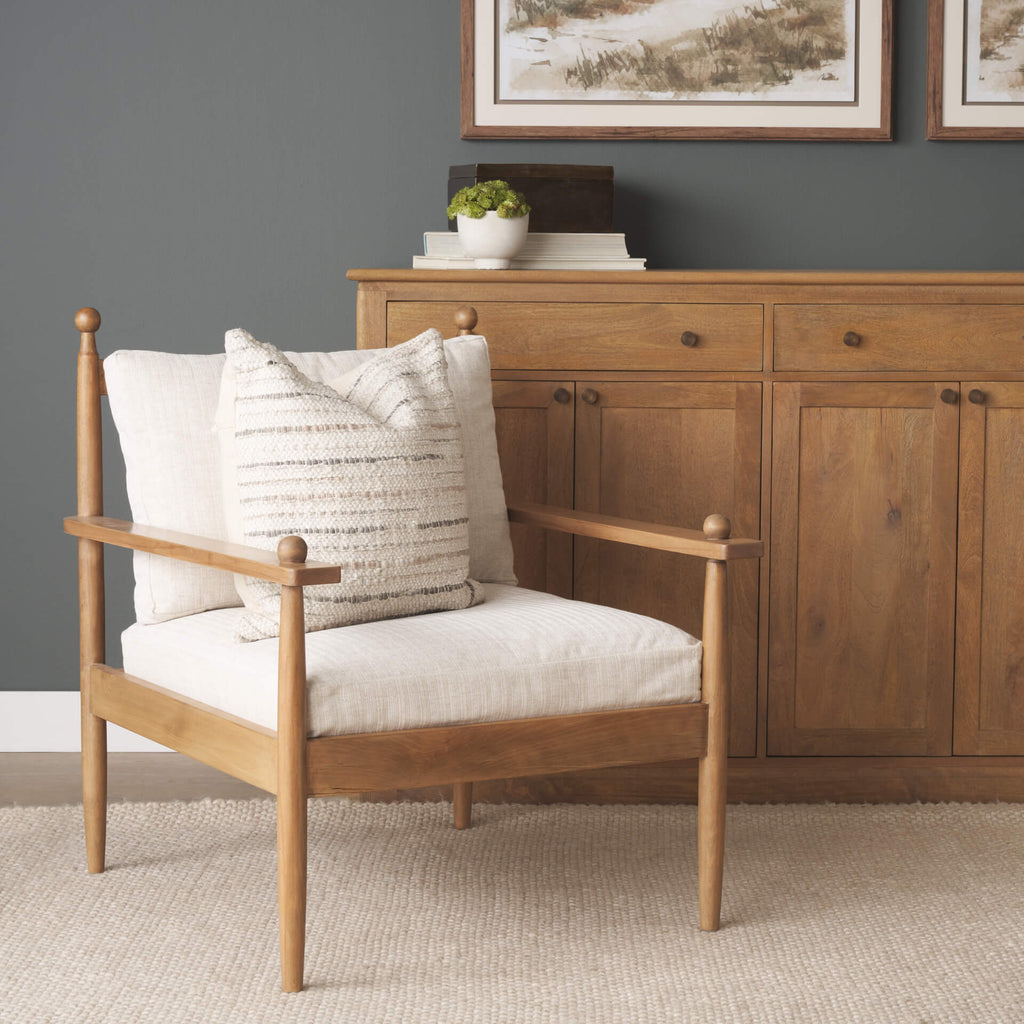MERCANA DANNI BEIGE BEECH WOOD LOUNGE CHAIR 71178