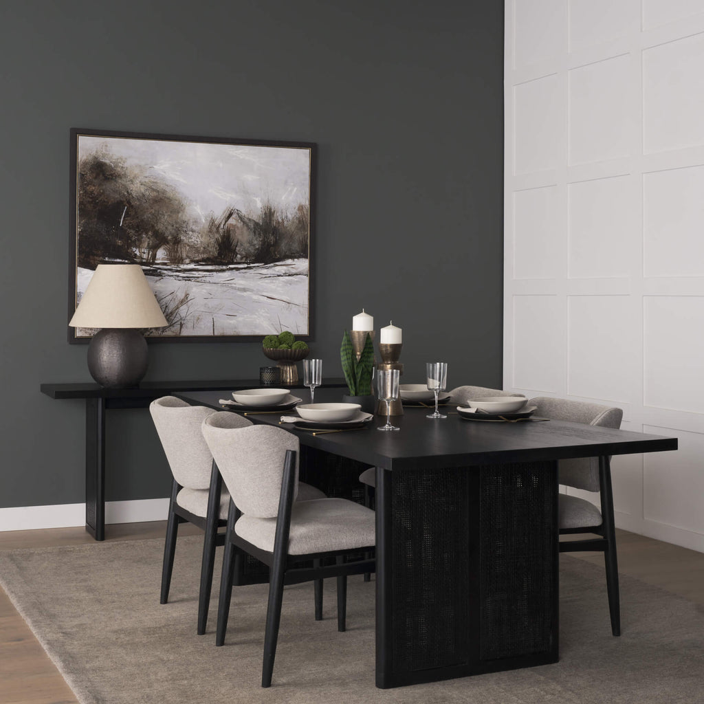 MERCANA GRIER 65" CANE CONSOLE TABLE BLACK 71142