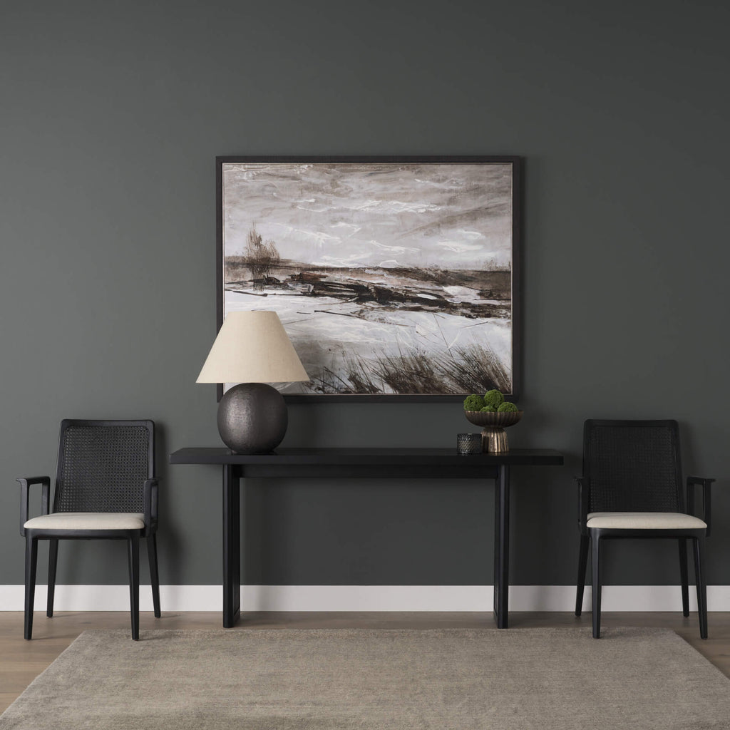 MERCANA GRIER 65" CANE CONSOLE TABLE BLACK 71142