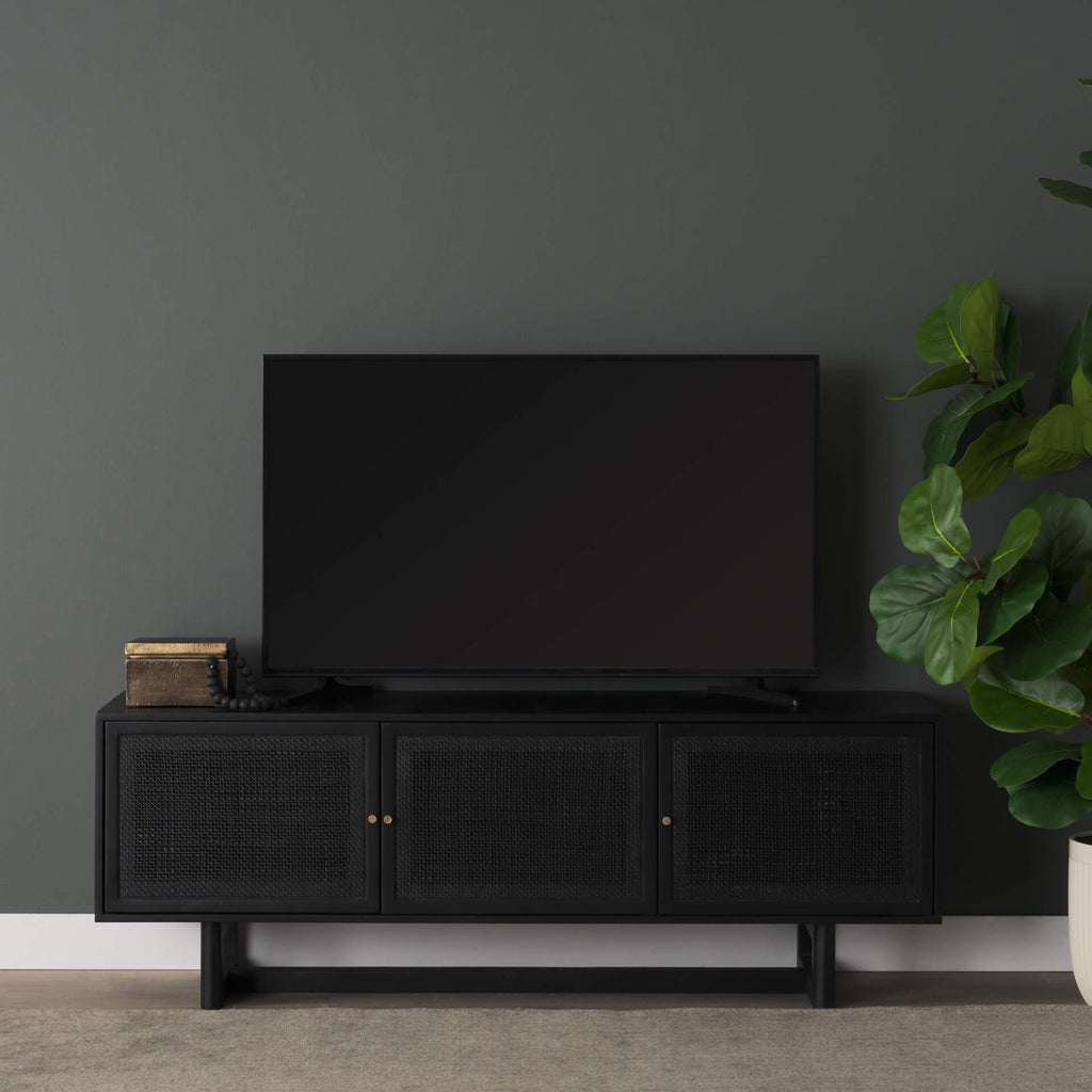MERCANA GRIER 65" CANE MEDIA CONSOLE BLACK 71143