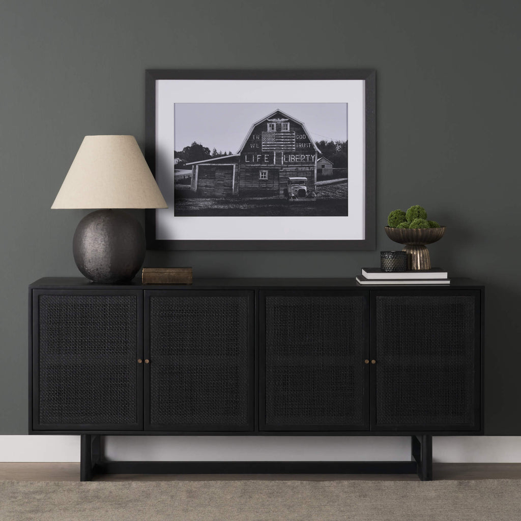 MERCANA GRIER 65" CANE SIDEBOARD BLACK 71146