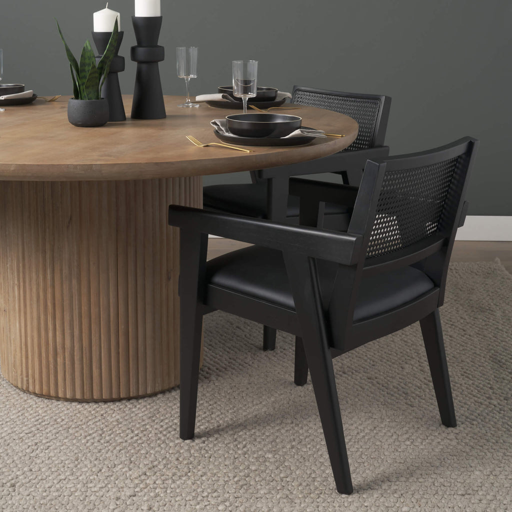 MERCANA REID BLACK CANE ARM DINING CHAIR 71244