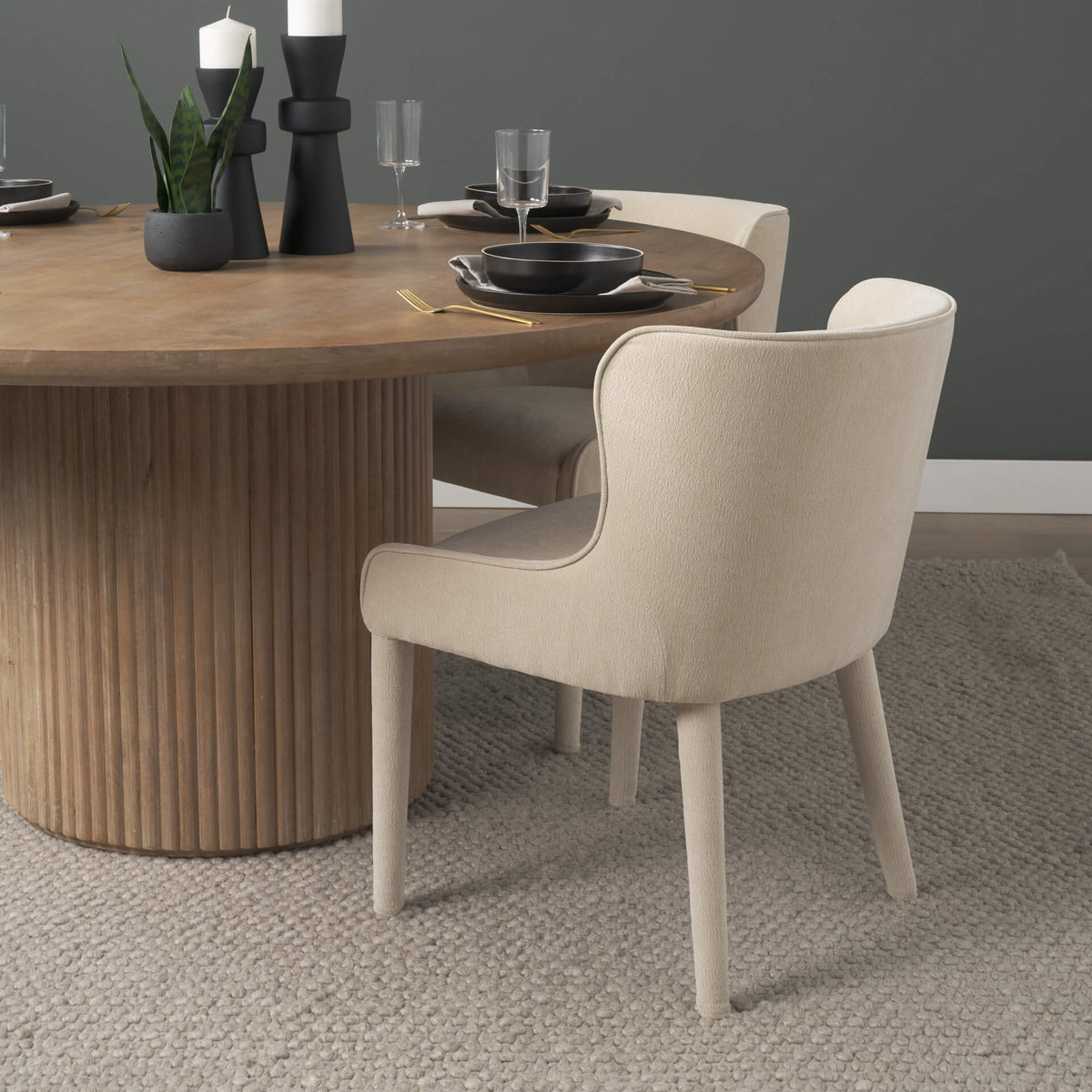 MERCANA NOLAN CREAM CHENILLE DINING CHAIR SET OF TWO 71251